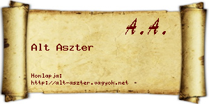 Alt Aszter névjegykártya